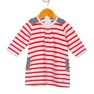 2/$30 Petit Bateau Pink Girls' Striped Long Sleeve Knit Dress 18M